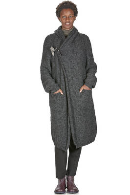 long and wide coat in melange knit of virgin wool and polyamide  - 161