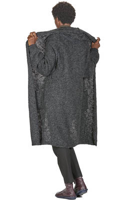 Melange wool hooded knitted coat clearance