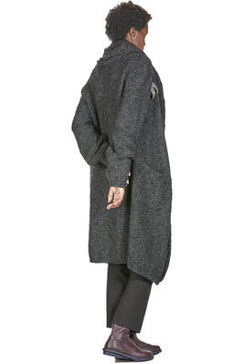 cappotto lungo e ampio in maglia melange di lana vergine e poliammide - FORME D' EXPRESSION 