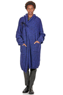 cappotto lungo e ampio in maglia melange di lana vergine e poliammide - FORME D' EXPRESSION 
