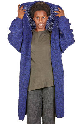 cappotto lungo e ampio in maglia melange di lana vergine e poliammide - FORME D' EXPRESSION 