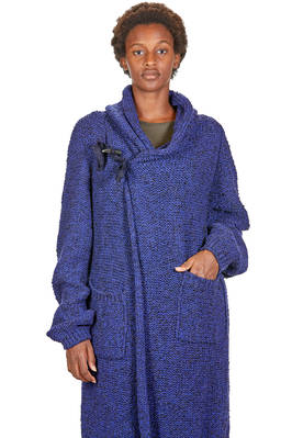 cappotto lungo e ampio in maglia melange di lana vergine e poliammide - FORME D' EXPRESSION 