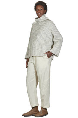 maglia al fianco, ampia, in maglia a coste di cotone, alpaca e lana melange - FORME D' EXPRESSION 