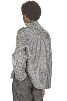 maglia al fianco, ampia, in maglia a coste di cotone, alpaca e lana melange - FORME D' EXPRESSION 
