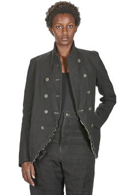 hip length jacket, fitted, in wool, linen, polyamide and cotton canvas  - 161
