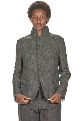 hip length slim fit jacket in cotton chevron, wool and polyamide melange  - 161