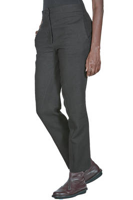 pantalone asciutto in tela di lana vergine e lino - FORME D' EXPRESSION 