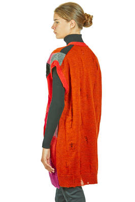 gilet lungo e morbido in maglia a patchwork multicolor di lana, nylon, rayon e poliestere - JUNYA WATANABE 