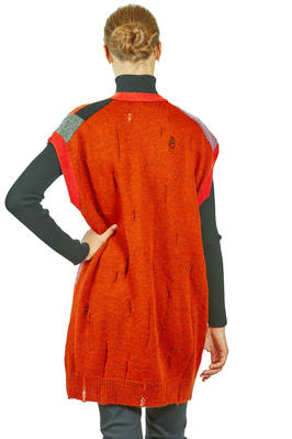 gilet lungo e morbido in maglia a patchwork multicolor di lana, nylon, rayon e poliestere - JUNYA WATANABE 