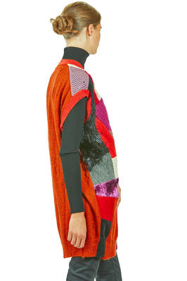 gilet lungo e morbido in maglia a patchwork multicolor di lana, nylon, rayon e poliestere - JUNYA WATANABE 
