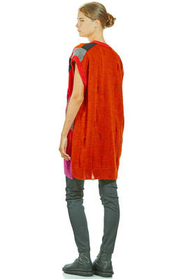 gilet lungo e morbido in maglia a patchwork multicolor di lana, nylon, rayon e poliestere - JUNYA WATANABE 