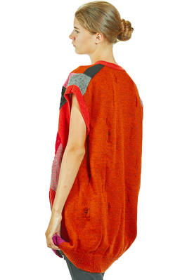 gilet lungo e morbido in maglia a patchwork multicolor di lana, nylon, rayon e poliestere - JUNYA WATANABE 