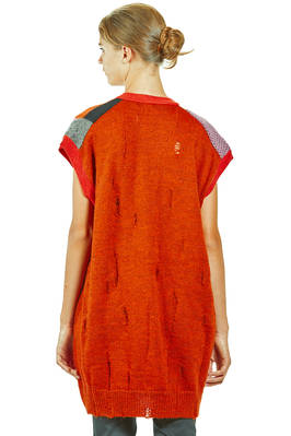 gilet lungo e morbido in maglia a patchwork multicolor di lana, nylon, rayon e poliestere - JUNYA WATANABE 