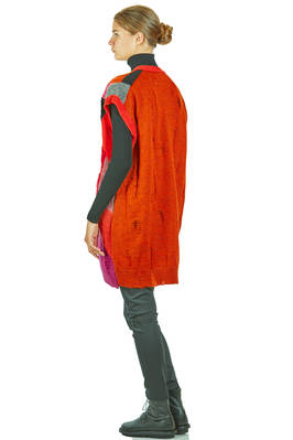 gilet lungo e morbido in maglia a patchwork multicolor di lana, nylon, rayon e poliestere - JUNYA WATANABE 