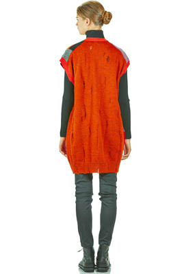 gilet lungo e morbido in maglia a patchwork multicolor di lana, nylon, rayon e poliestere - JUNYA WATANABE 