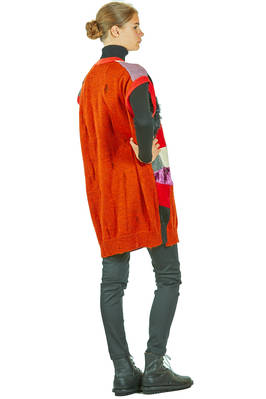 gilet lungo e morbido in maglia a patchwork multicolor di lana, nylon, rayon e poliestere - JUNYA WATANABE 