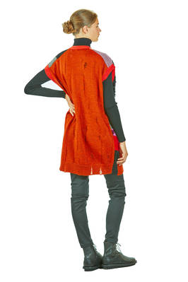 gilet lungo e morbido in maglia a patchwork multicolor di lana, nylon, rayon e poliestere - JUNYA WATANABE 