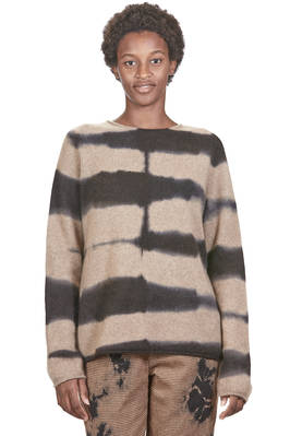 hip-length sweater in cashmere knit with hand-dyed shibori  - 352