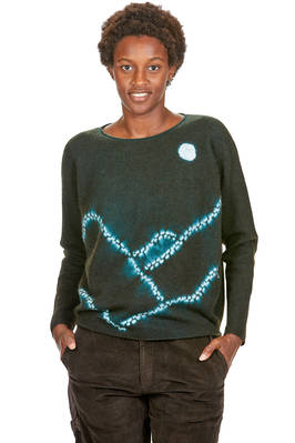 hip-length sweater in cashmere knit with hand-dyed shibori  - 352