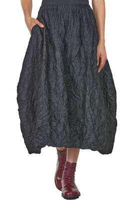 wide longuette skirt in polyester and wool froissé  - 123