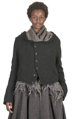 bolero jacket in washed chevron of wool, polyamide and viscose  - 163