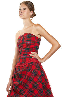 abito 'sculpture', a due pezzi in tartan di lana, tulle di seta e base in cupro - MARC LE BIHAN 