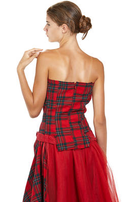 abito 'sculpture', a due pezzi in tartan di lana, tulle di seta e base in cupro - MARC LE BIHAN 