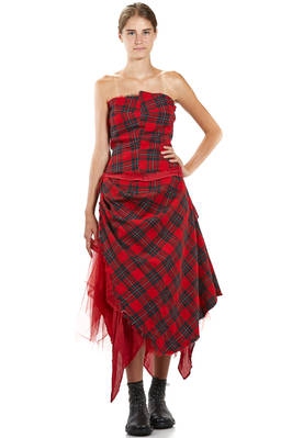 abito 'sculpture', a due pezzi in tartan di lana, tulle di seta e base in cupro - MARC LE BIHAN 