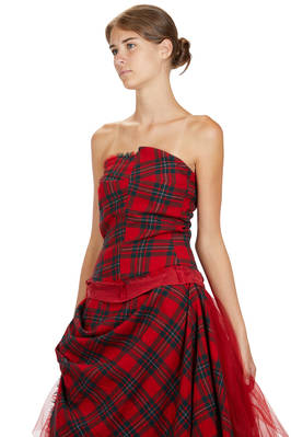 abito 'sculpture', a due pezzi in tartan di lana, tulle di seta e base in cupro - MARC LE BIHAN 