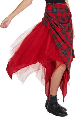 abito 'sculpture', a due pezzi in tartan di lana, tulle di seta e base in cupro - MARC LE BIHAN 