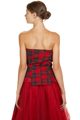 abito 'sculpture', a due pezzi in tartan di lana, tulle di seta e base in cupro - MARC LE BIHAN 