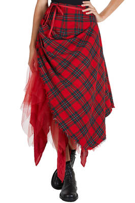 abito 'sculpture', a due pezzi in tartan di lana, tulle di seta e base in cupro - MARC LE BIHAN 