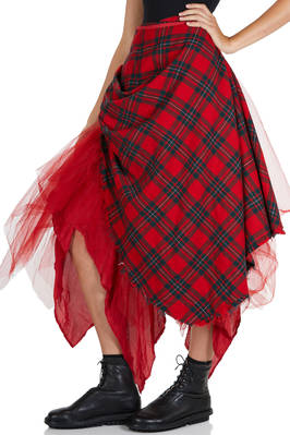 abito 'sculpture', a due pezzi in tartan di lana, tulle di seta e base in cupro - MARC LE BIHAN 