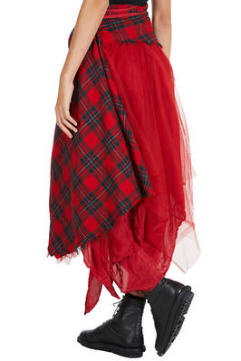 abito 'sculpture', a due pezzi in tartan di lana, tulle di seta e base in cupro - MARC LE BIHAN 