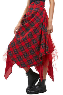abito 'sculpture', a due pezzi in tartan di lana, tulle di seta e base in cupro - MARC LE BIHAN 