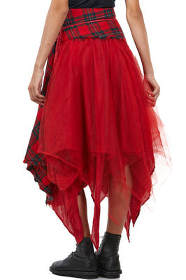 abito 'sculpture', a due pezzi in tartan di lana, tulle di seta e base in cupro - MARC LE BIHAN 