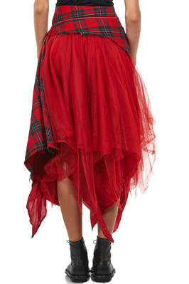 abito 'sculpture', a due pezzi in tartan di lana, tulle di seta e base in cupro - MARC LE BIHAN 