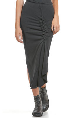 skirt below the knee, slim and asymmetrical in very soft fleece of cotton, acrylic, polyamide and elastane  - 163