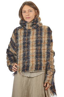 maglia ampia e asimmetrica in maglia mouflon di mohair, lana e nylon a check - MARC LE BIHAN 