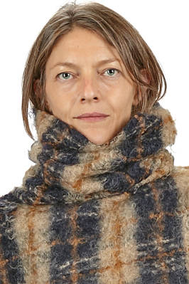 maglia ampia e asimmetrica in maglia mouflon di mohair, lana e nylon a check - MARC LE BIHAN 