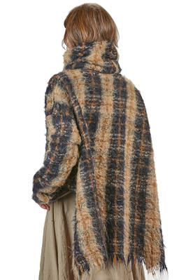 maglia ampia e asimmetrica in maglia mouflon di mohair, lana e nylon a check - MARC LE BIHAN 