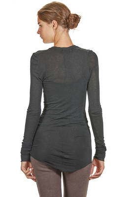 t-shirt lunga e stretta in jersey leggero di viscosa, lana ed elastan - MARC LE BIHAN 