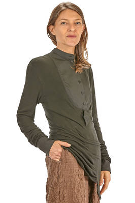 camicia lunga e asciutta in jersey di modal ed elastan in popeline di cotone - MARC LE BIHAN 