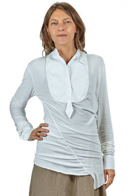 camicia lunga e asciutta in jersey di modal ed elastan in popeline di cotone - MARC LE BIHAN 