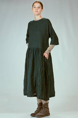 abito longuette in garza di lana bollita a vichy bicolore - DANIELA GREGIS 