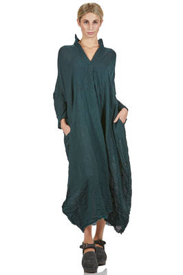 long and wide dress in washed melange wool gauze  - 195