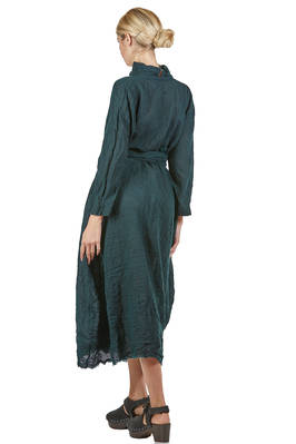 long and wide dress in washed melange wool gauze - DANIELA GREGIS 