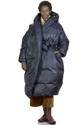 long and wide down jacket in polyamide satin padded with certified down  - 195