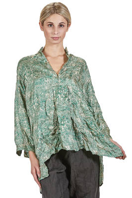 long and wide shirt in washed silk twill  - 195