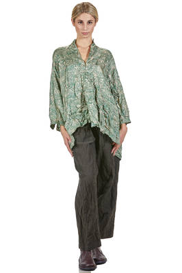 camicia lunga e ampia in twill di seta lavata con fantasia 'conifere' - DANIELA GREGIS 